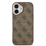 Гръб GUESS 4G Gold Frame MagSafe за Apple iPhone 17, кафяв на супер цени
