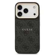 Гръб GUESS 4G Gold Frame MagSafe за Apple iPhone 17 Pro, черен на супер цени