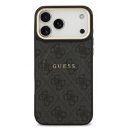 Гръб GUESS 4G Gold Frame MagSafe за Apple iPhone 17 Pro Max, черен на супер цени