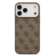 Гръб GUESS 4G Gold Frame MagSafe за Apple iPhone 17 Pro Max, кафяв на супер цени