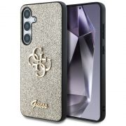 Гръб GUESS 4G Metal Logo Fixed Glitter за Samsung Galaxy S25, златист на супер цени