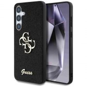 Гръб GUESS 4G Metal Logo Fixed Glitter за Samsung Galaxy S25, черен на супер цени