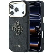 Гръб GUESS PU 4G Resin Metal Logo за Apple iPhone 18 Pro Max/ 17 Pro Max, черен/златист на супер цени