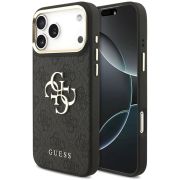 Гръб GUESS PU Leather 4G Metal Logo Gold Frame за Apple iPhone 18 Pro Max/ 17 Pro Max, черен на супер цени