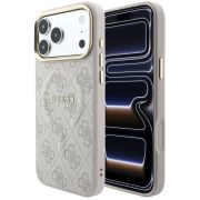 Гръб Guess PU Leather Frame Embossed за Apple iPhone 18 Pro / 17 Pro, бежов на супер цени