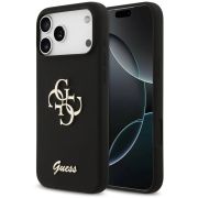 Гръб GUESS Silicone Big 4G Script за Apple iPhone 18 Pro Max/ 17 Pro Max, кафяв/златист на супер цени
