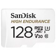 Карта памет 128GB microSDXC SanDisk High Endurance + SD адаптер, бял на супер цени