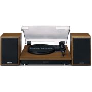 Озвучителна система с грамофон Lenco LS-100WD, кафяв на супер цени