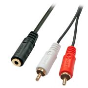 Кабел Lindy 2xRCA към 3.5 мм жак на супер цени