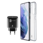 Зарядно устройство Cellular Line за Samsung Galaxy S22+, черен + гръб на супер цени