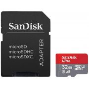 Карта памет 32GB microSDHC SanDisk Ultra + SD Адаптер, сив/червен на супер цени
