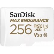 Карта памет 256GB microSDXC SanDisk MAX ENDURANCE+ SD адаптер, бял на супер цени