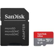 Карта памет 128GB microSDHC SanDisk Ultra Light + SD Адаптер, сив/червен на супер цени
