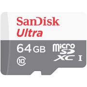 Карта памет 64GB microSDXC SanDisk Ultra, бял/сив на супер цени