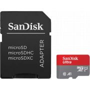 Карта памет 512GB microSDXC SanDisk Ultra + SD адаптер, сив/червен на супер цени