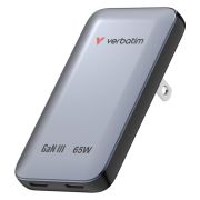 Зарядно устройство Verbatim Essentials Slim 65W, сив на супер цени
