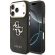 GUESS PU Leather 4G Metal Logo Gold Frame за Apple iPhone 18 Pro / 17 Pro, черен на супер цени